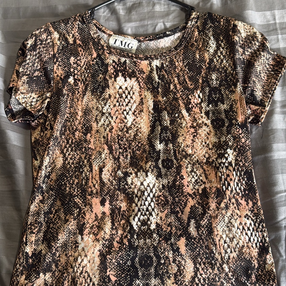 Women's Snake Print Top - Brown and Black